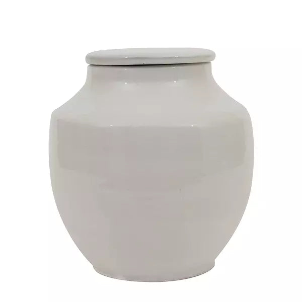 White Glazed Ginger Jar with Lid- Small