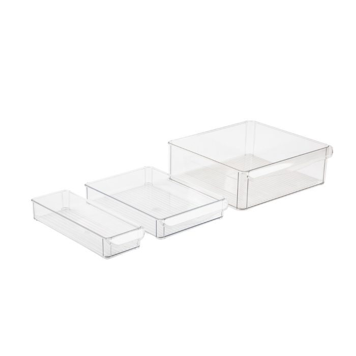 Set of 3 Stackable Fridge Bins – Assorted Sizes