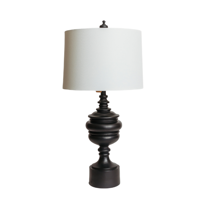 Black Turned Wood Table Lamp