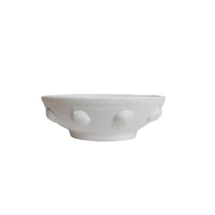Decorative Coarse Terra-cotta Bowl w/ Raised Dots, Volcano Finish (Each One Will Vary)