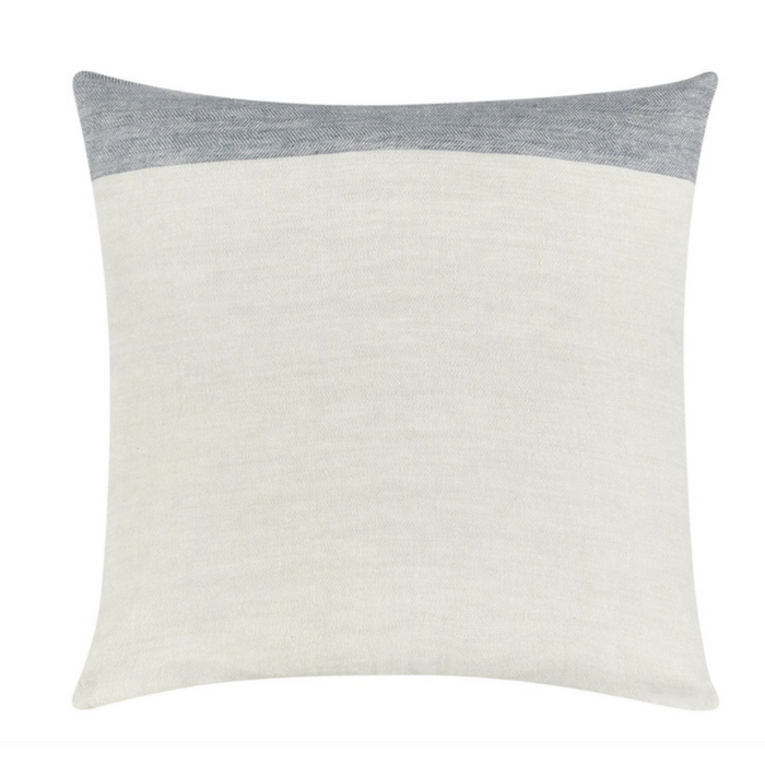 Two-Tone Square Pillow in Ivory and Blue