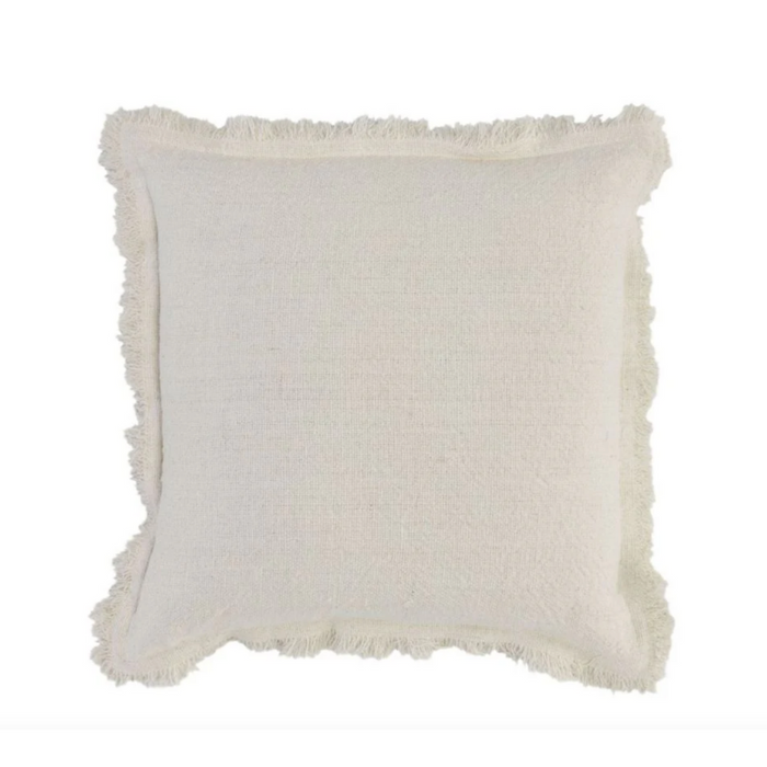 Lauren Ivory Fringed Pillow