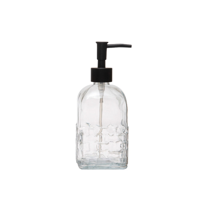 Embossed Glass Soap Dispenser with Pump