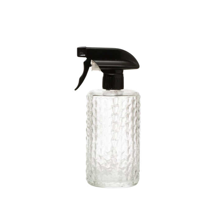 Glass Spray Bottle – Arrow Weave Pattern with Black Nozzle