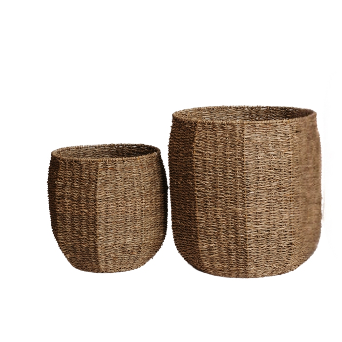 Hand-Woven Seagrass Baskets, Set of 2