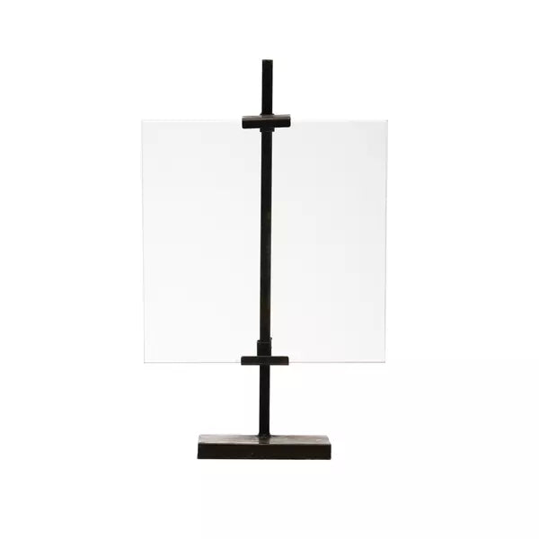 Metal & Glass Floating Photo Frame w/ Metal Stand & Adjustable Clamps, Black