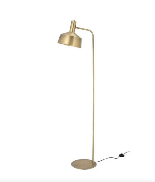 Metal Floor Lamp w/ Inline Switch, Gold Finish