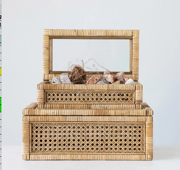 Display Boxes with Glass Lids, Set of 2