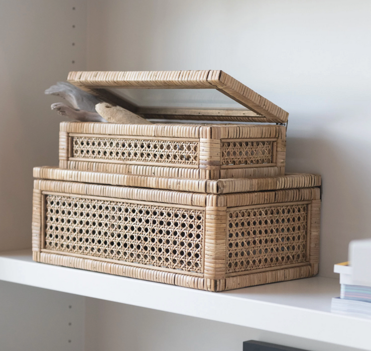 Display Boxes with Glass Lids, Set of 2