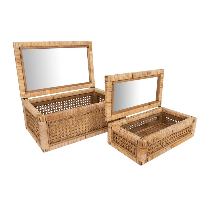 Display Boxes with Glass Lids, Set of 2