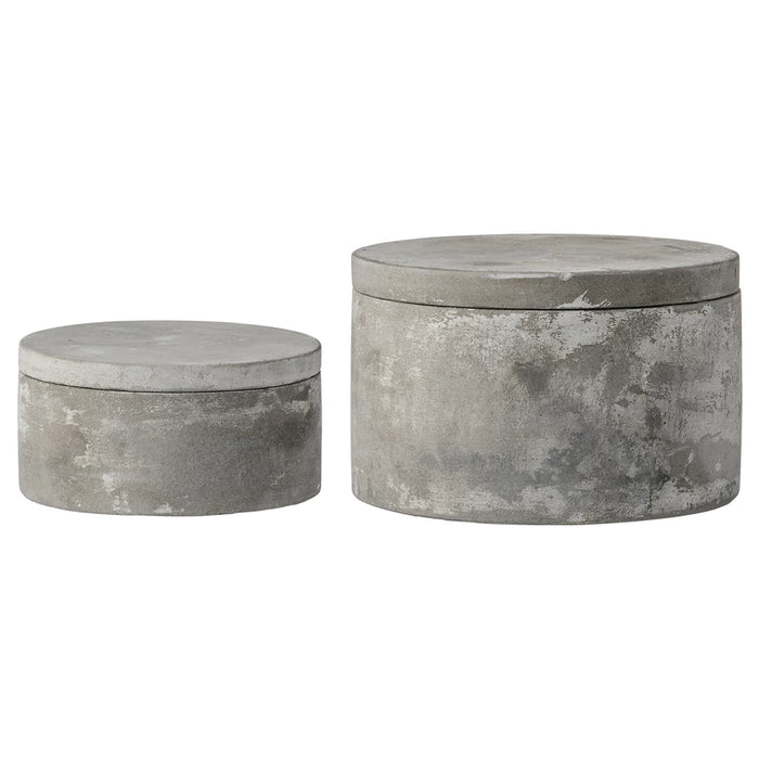 Cement Bowl with Lids, Set of 2