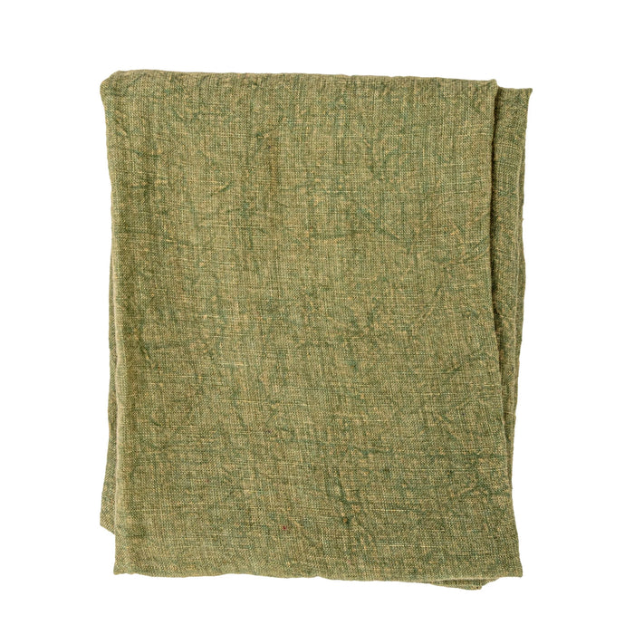 Oversized Stonewashed Linen Tea Towel-Olive Green