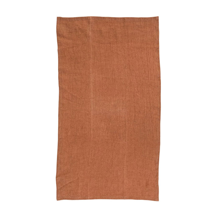 Oversized Stonewashed Linen Tea Towel-Burnt Orange