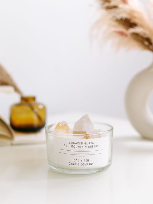 Sugared Guava and Mountain Greens Crystal Candle