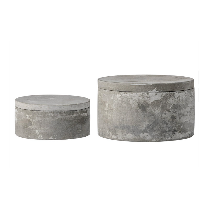 Cement Bowl with Lids, Set of 2