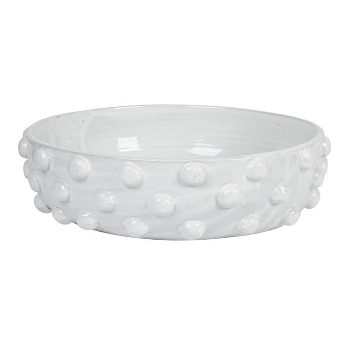 Terra-Cotta Bowl with Raised Dots, White