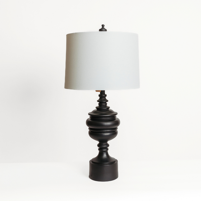 Black Turned Wood Table Lamp