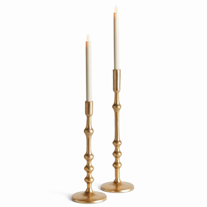 Gold Cast Metal Taper Candle Holders – Set of 2