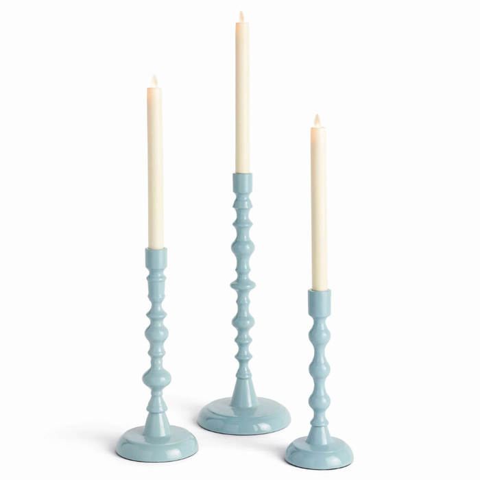 Powder Blue Taper Candle Holders – Set of 3
