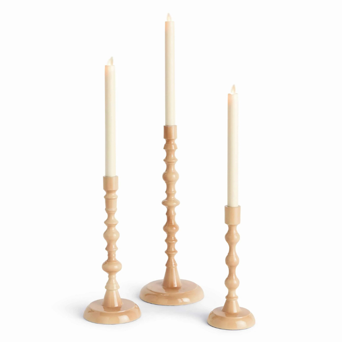 Cream - Taupe Taper Candle Holders – Set of 3