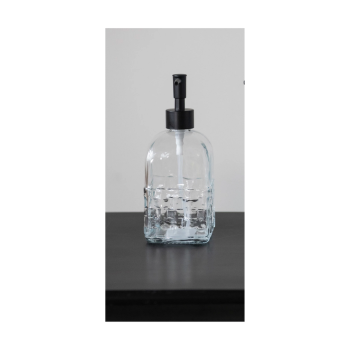 Embossed Glass Soap Dispenser with Pump