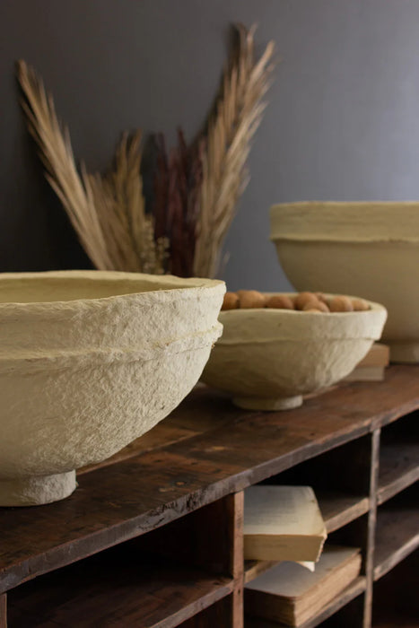 Set/2 Natural Paper Mache Bowls
