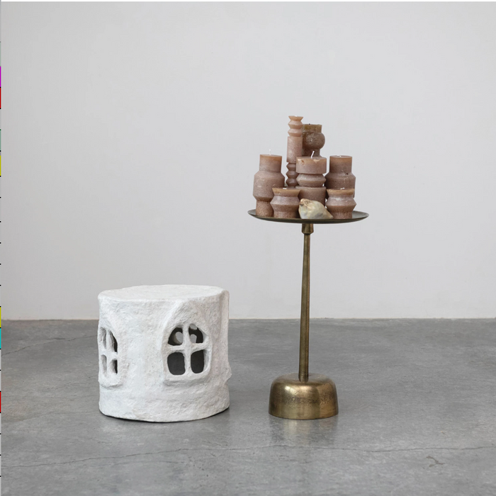 Aluminum Side Table, Antique Brass Finish