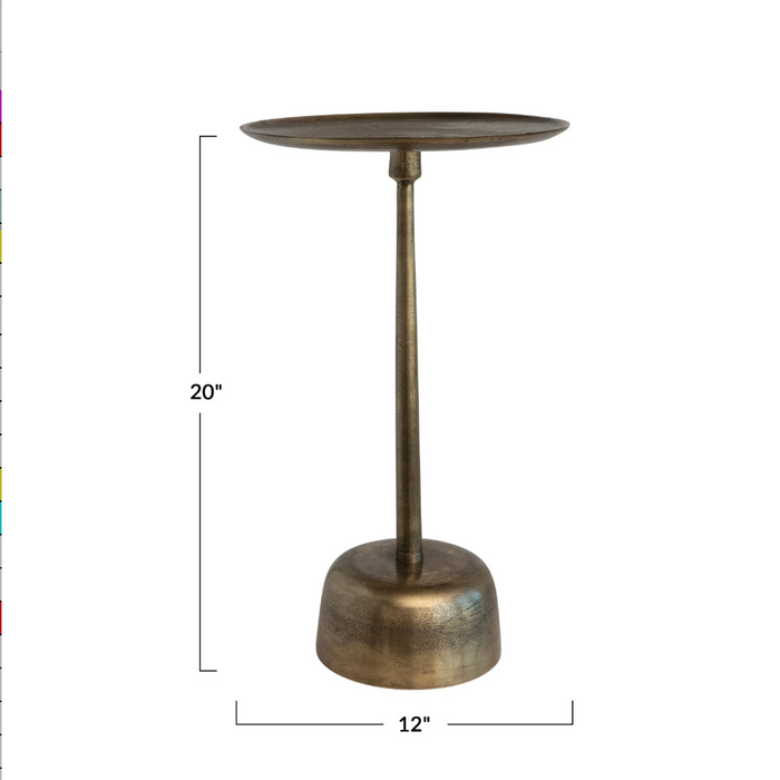 Aluminum Side Table, Antique Brass Finish