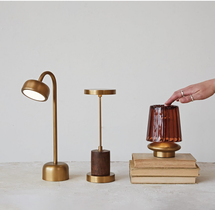 Metal Adjustable LED Table Lamp w/ Touch Sensor, Antique Brass Finish