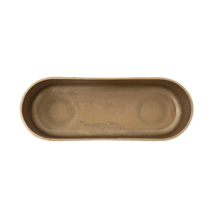Decorative Cast Aluminum Footed Bowl, Gold Finish