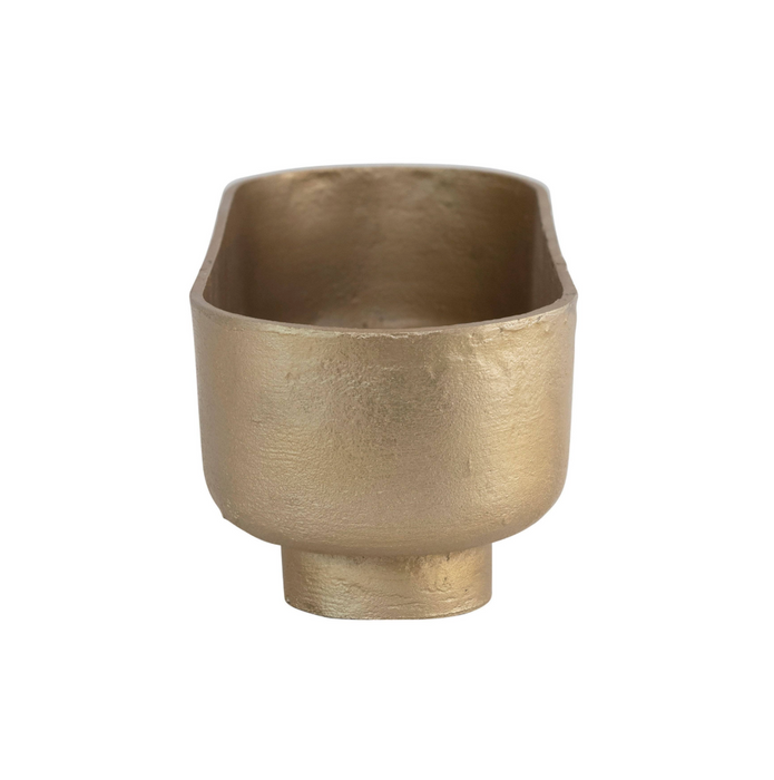 Decorative Cast Aluminum Footed Bowl, Gold Finish
