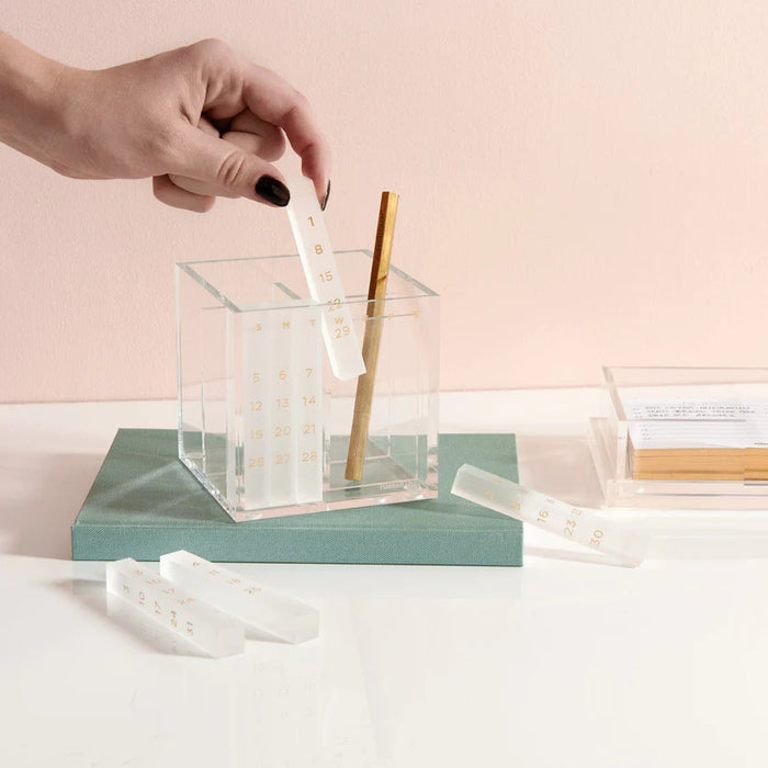 Acrylic Monthly Calendar + Pen Holder