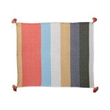 Woven Recycled Cotton Blend Throw w/ Stripes & Tassels